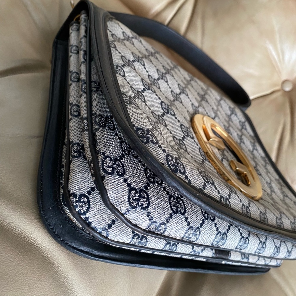 RARE Vintage Gucci 70s Blondie Shoulder Bag GG Saddle COA - Picture 6 of 16